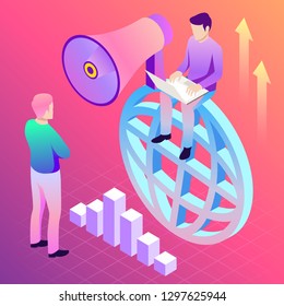 Digital marketing vector illustration. Template for banners design. Technology background.