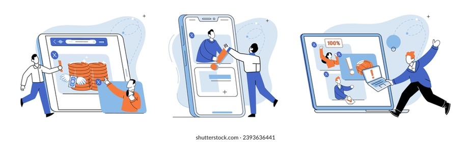 Digital marketing vector illustration. Trade and commerce have experienced significant shift due to digital marketing trends Targeting right audience is essential for successful digital marketing