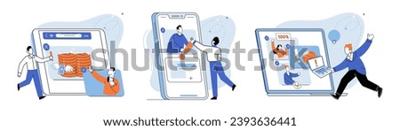 Digital marketing vector illustration. Trade and commerce have experienced significant shift due to digital marketing trends Targeting right audience is essential for successful digital marketing