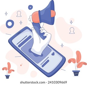 Uso de ilustraciones vectoriales de marketing digital en el folleto del cartel del proyecto o en el diseño de medios sociales 