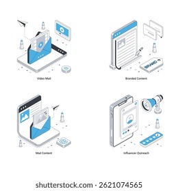 Digital Marketing vector Isometric Illustration. Eps 10 File Set 28