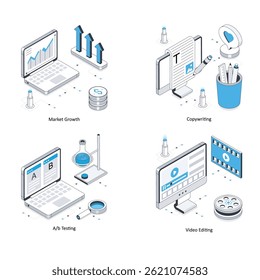 Digital Marketing vector Isometric Illustration. Eps 10 File Set 5