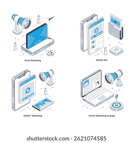Digital Marketing vector Isometric Illustration. Eps 10 File Set 3