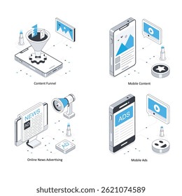 Digital Marketing vector Isometric Illustration. Eps 10 File Set 10