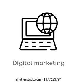 digital marketing vector line icon. Simple element illustration. digital marketing outline icon from social media marketing concept. Can be used for web and mobile
