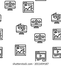 Digital Marketing Vector Seamless Pattern Thin Line Illustration
