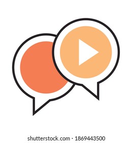 digital marketing video player button vector illustration line and fill