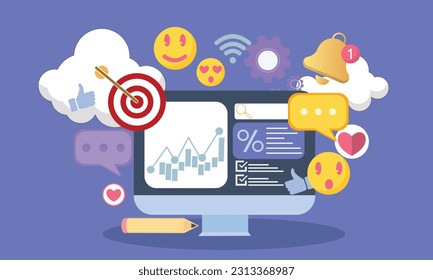 Digital Marketing, Web Analytics and Social Media Concept Marketing.