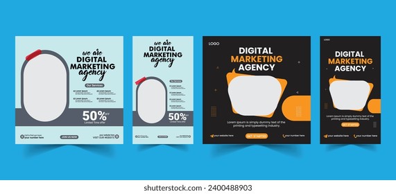 Digital Marketing Web Banner, Digital Business marketing banner for social media post template, Corporate Square Flyer Template