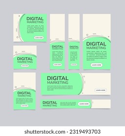 Digital marketing web banner design template. Vector flyer with text space. Advertising placard with customized copyspace. Promotional printable poster for advertising. Graphic layout