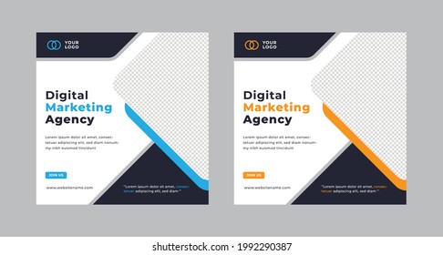 Digital marketing web banner template.Set of Editable minimal square banner template.Suitable for social media post and web internet ads. Vector illustration with photo college