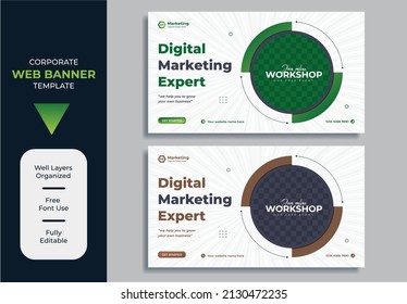 Digital marketing web banner template vector premium