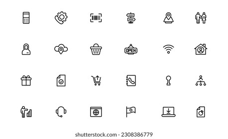 Digital Marketing web icons in line style. Social, networks, feedback, communication, marketing, ecommerce.
