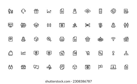 Digital Marketing web icons in line style. Social, networks, feedback, communication, marketing, ecommerce.
