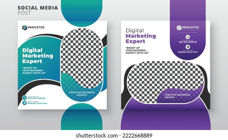 Digital marketing web poster banner social media kit set of square flyer post design