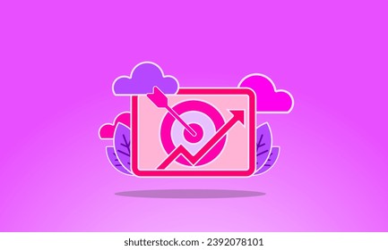 Digital marketing, digital web technology design. 3D Vector Illustration.