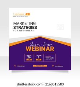 Digital marketing webinar and business conference social media post template.