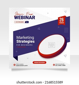 Digital marketing webinar and business conference social media post template.