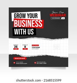 Digital marketing webinar and business conference social media post template.
