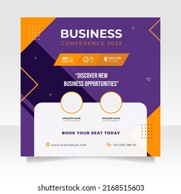 Digital marketing webinar and business conference social media post template.