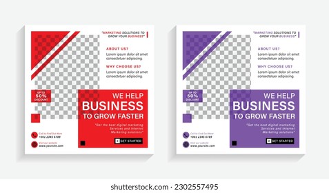 Digital marketing webinar and business conference social media post square flyer banner template design.