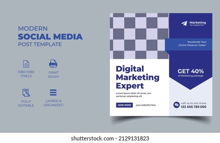 Digital marketing webinar social media post template design