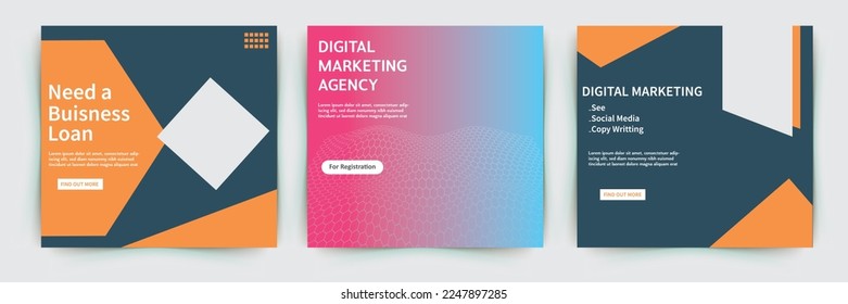 Digital marketing webinar social media post templates. Suitable for business webinars, marketing webinars, online class programs, etc.