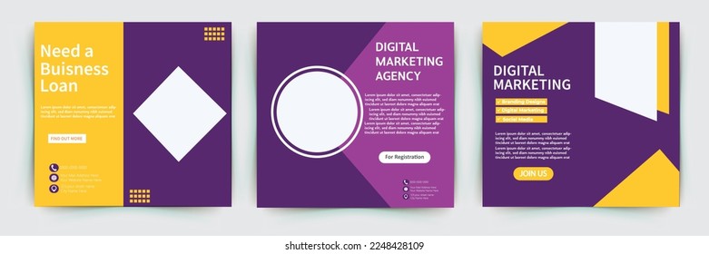 Digital marketing webinar social media post templates. Suitable for business webinars, marketing webinars, online class programs, etc.