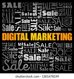 Digital Marketing word cloud collage, business concept background