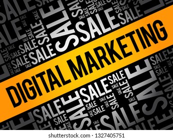 Digital Marketing word cloud collage, business concept background