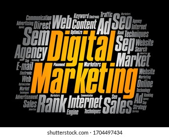 Digital Marketing word cloud collage, business concept background