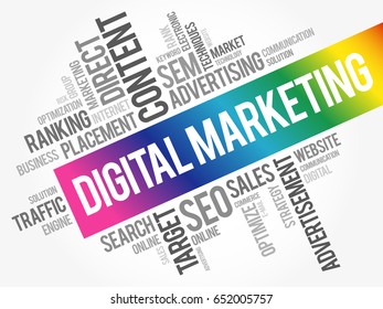 Digital Marketing word cloud collage, business concept background