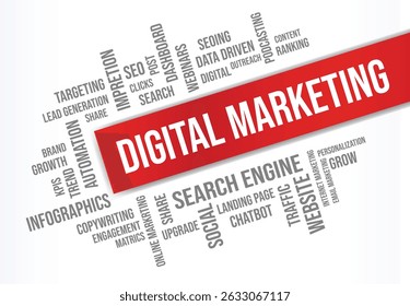 digital marketing word cloud concept - vector