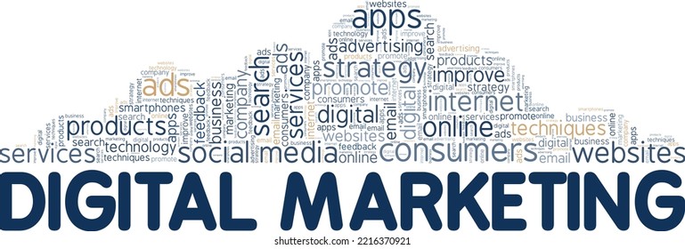 Digital Marketing word cloud conceptual design isolated on white background.