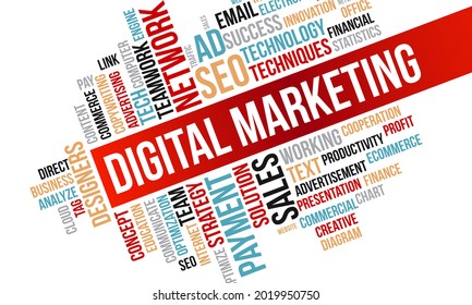 Digital Marketing Word Cloud Vector, Business Concept Template