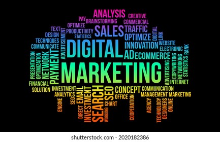 Digital Marketing Word Cloud Vector Design, Business Concept Template