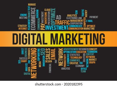 Digital Marketing Word Cloud Vector Design, Business Concept Template