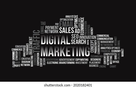 Digital Marketing Word Cloud Vector Design, Business Concept Template
