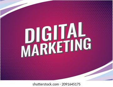 Palabra de marketing digital ilustración vectorial con estilo 3d futurista púrpura y moderno para la plantilla de la página de inicio ui aplicación móvil afiche pancarta volante fondo tarjeta de regalo etiqueta papel tapiz