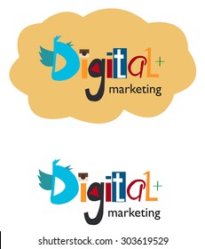 Digital Marketing Word Concept. Vector Illustration