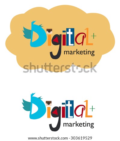 Digital marketing word concept. Vector illustration