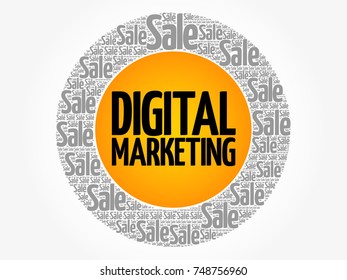 Digital Marketing words cloud collage, business concept background