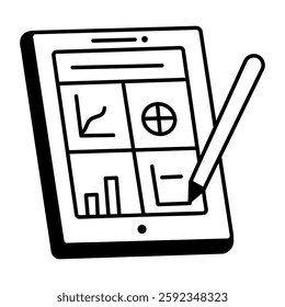 Digital math icon in hand drawn style 
