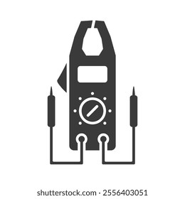 Digital measuring voltage clamp meter glyph icon isolated on white background.Vector illustration