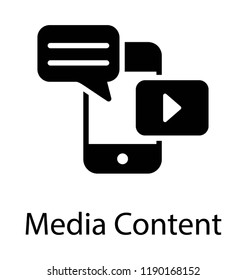 Digital media content icon presented in glyph 