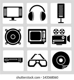 digital media, electronics icon set, vector