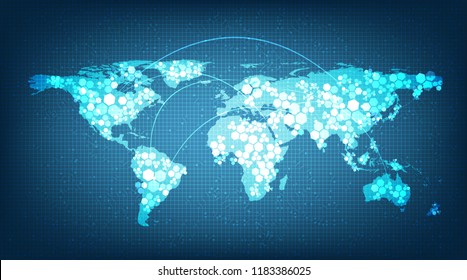Digital Media Global Network System Technology Background,connection and Communication Concept design,Vector illustration.