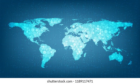 Digital Media Global Network System Technology Background,connection and Communication Concept design,Vector illustration.
