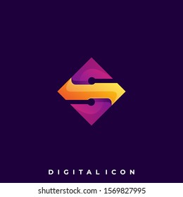 Digital Media Icon Application Illustration Vector Template. Suitable for Creative Industry, Multimedia, entertainment, Educations, Shop, and any related business