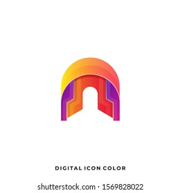 Digital Media Icon Application Illustration Vector Template. Suitable for Creative Industry, Multimedia, entertainment, Educations, Shop, and any related business